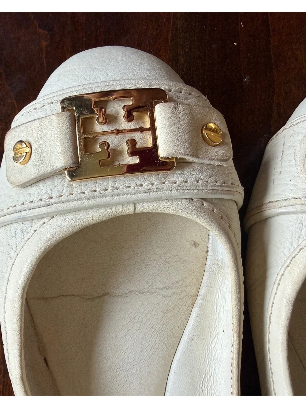 Tory Burch White Leather Ballet Flats Size 8M